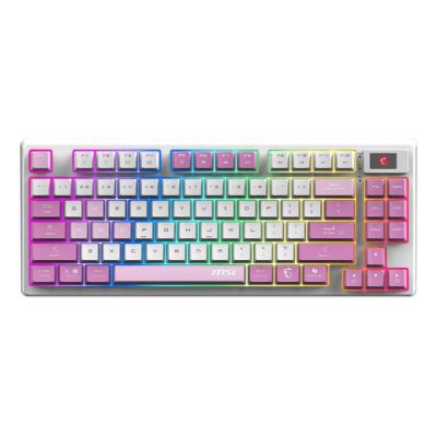 MSI FORGE GK600 TKL Kabellose Gaming-Tastatur Violett USB + Bluetooth QWERTZ Spanisch Pink, Lila, Weiß