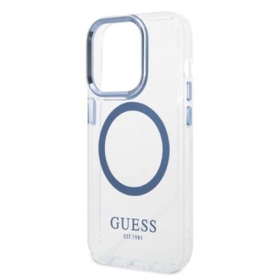 6. Ratet Guess , GUHMP14XHTRMB iPhone 14 Pro Max 6,7" blau/blaue Hartschale Metal Outline Magsafe