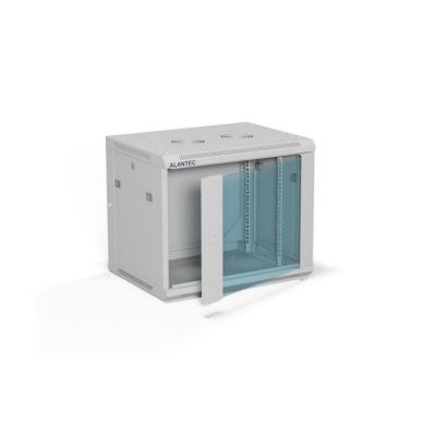 ALANTEC 19" 9 HE 600x450 Wandgehäuse, Glastür, grau, zur Selbstmontage – Flat Pack (SW-9U-600-450-01-SF)