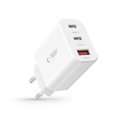 6. Tech-Protect NC30W Netzwerkladegerät 2x USB-C PD 30W / USB-A QC 3.0 - Weiß