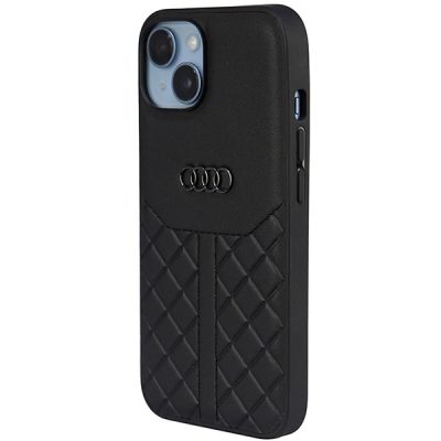 3. Audi Echtleder iPhone 14 6,1" schwarz/schwarz Hardcase AU-TPUPPCIP14-Q8/D1-BK