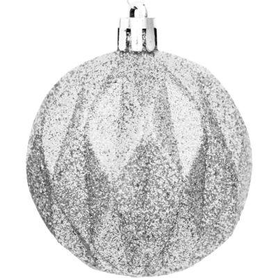 4. Dekorative Kunststoffkugeln, 6 cm, Set mit 35 Stück, silberfarben