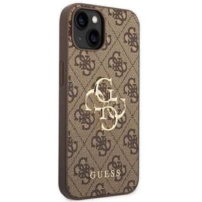 4. Guess 4G Big Metal Logo Case für iPhone 14 - Braun