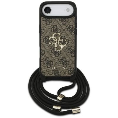Guess 4G Big Logo Cord Stap Crossbody Case für iPhone 17 Air - Braun