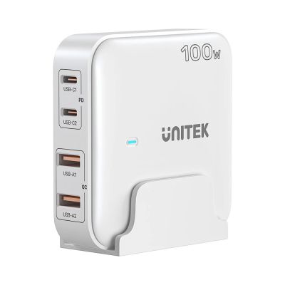 UNITEK GAN Tischladegerät 100W 2xUSB-A 2xUSB-C Weiß