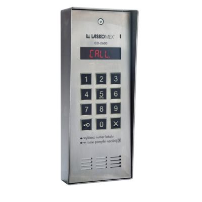 Laskomex CD-2600R Audiogerät mit RFID-Schlüsselleser aus Edelstahl in einem Aufputzgehäuse.