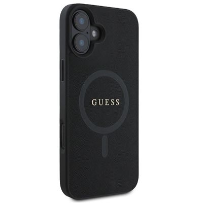 4. Guess Saffiano Classic Logo MagSafe-Hülle für iPhone 16 Plus – Schwarz