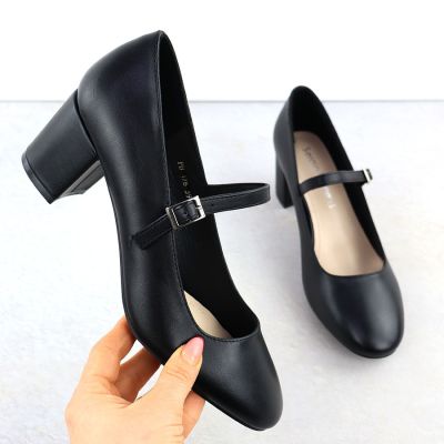 2. Schwarze Sergio Leone PB176 Pumps mit niedrigem Absatz und Riemen