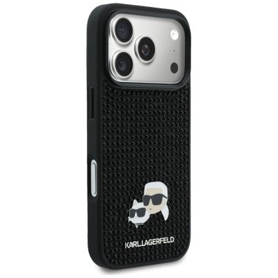 4. Karl Lagerfeld Strass-Hülle mit Karl&Choupette-Motiv für iPhone 17 Pro – Schwarz