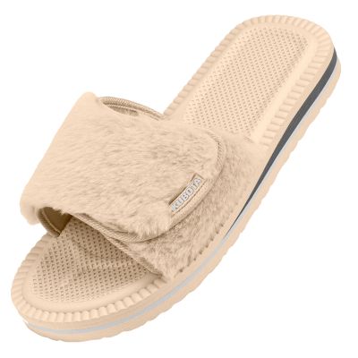 Kubota Flip-Flops mit Klettverschluss und beigem Fell K24AW-100-001-03-1