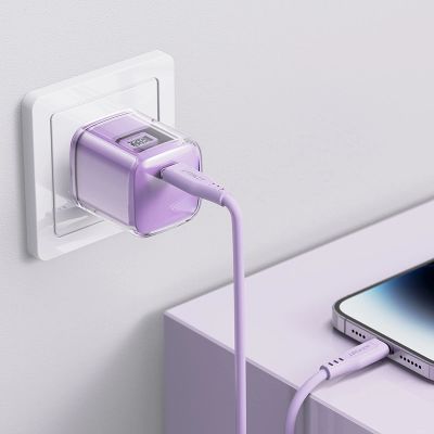 5. Acefast A53 PD 30W GaN USB-C Ladegerät mit Display – Lila