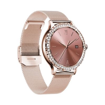 5. VELTORI VT320-1 Damen-Smartwatch, Goldarmband + rosa Silikonarmband