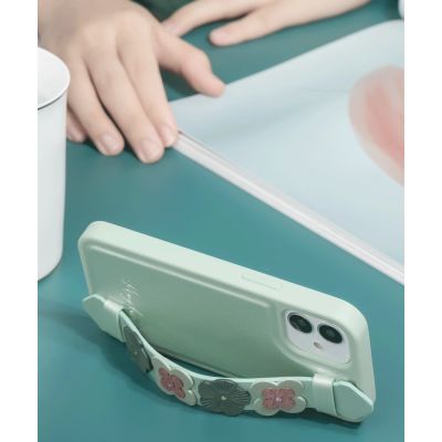 9. Kingxbar Sweet Series Gel-Hülle, verziert mit originalen Swarovski-Kristallen mit grünem iPhone 12 Mini-Ständer