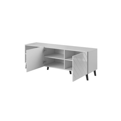 5. ABETO TV-Schrank 150x42x52 weiß/weiß glänzend