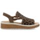 6. Beige Plateau-Sandalen mit Leopardenmuster für Damen, Rieker 62741-90
