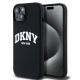 DKNY Liquid Silicone White Printed Logo MagSafe Case für iPhone 15 Plus / 14 Plus - Schwarz