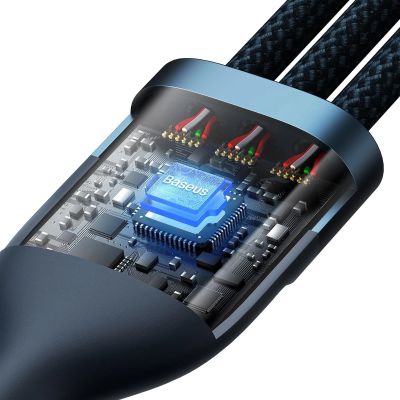 4. Baseus Flash Series II Kabel USB Type C / USB Type A - USB Type C / Lightning / Micro USB 100 W 1,2 m blau (CASS030103)