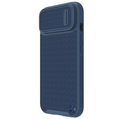 2. Nillkin Textured S Case für iPhone 14 Plus, gepanzerte Hülle mit Kameraabdeckung, blau