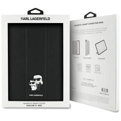8. Karl Lagerfeld Saffiano Magnetische Karl & Choupette iPad Air 11" 2024 Buchcover-Hülle - Schwarz