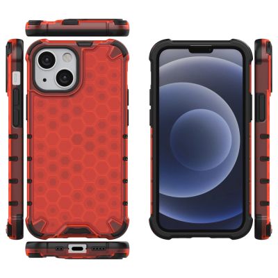 2. Honeycomb Handyhülle Schutzhülle mit TPU Rahmen für iPhone 13 mini rot