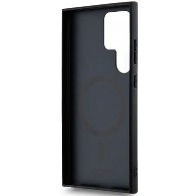 7. DKNY Leather Pattern Metal Logo MagSafe-Hülle für Samsung Galaxy S24 Ultra – Schwarz
