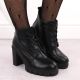 18. Damen-Stiefeletten mit Blockabsatz, schwarz M.Daszyński SA218-8