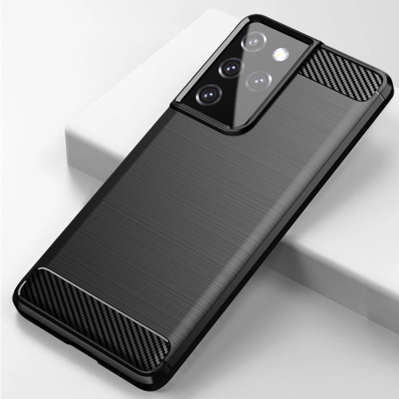 8. Carbon Case Flexibel Handyhülle TPU Schutzhülle für Samsung Galaxy S21 Ultra 5G blau