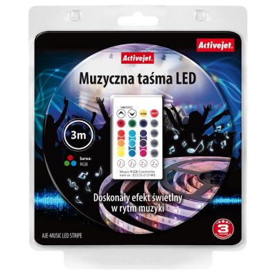 4. Activejet AJE-LED Musikstreifen (180 lm; RGB - Mehrfarbig; 3 m; 7 W; IP65)