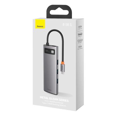 5. Baseus Metal Gleam 8in1 USB-C Hub - USB-C PD 100W 1x HDMI 4K 30Hz 1x SD- und microSD-Kartenleser 3x USB-A 3.2 1xRJ45 - grau