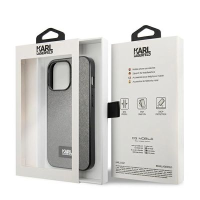 8. Karl Lagerfeld Saffiano Plaque Case für iPhone 13 Pro / 13 6.1" - Silber