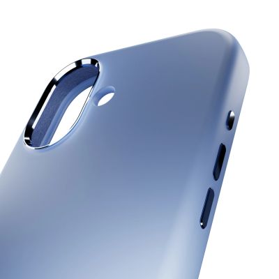 7. Puro Icon Mag Pro Flüssigsilikonhülle für iPhone 17, MagSafe-kompatibel, mit Kameraschutz und Aluminiumknöpfen – Blau
