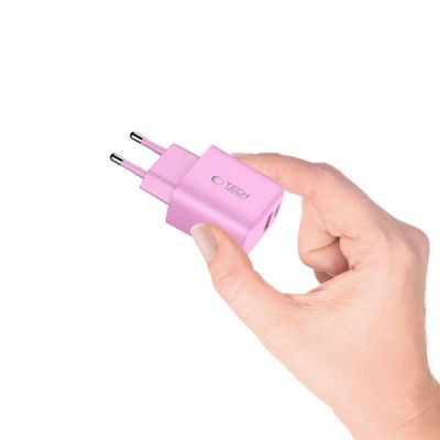 5. Tech-Protect NCA20 PD 20W QC3.0 USB-A / USB-C Wandladegerät - Rosa