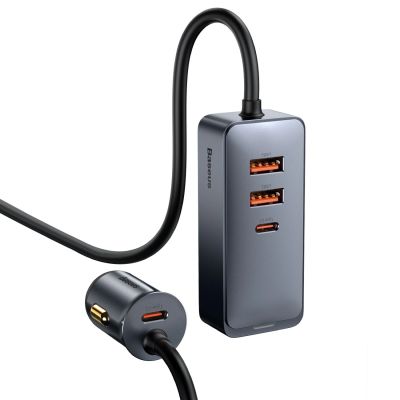 3. Baseus Share Together PPS Mehrfach-Schnelllade-Autoladegerät mit Verlängerungskabel 2U+2C 120W Space Grau