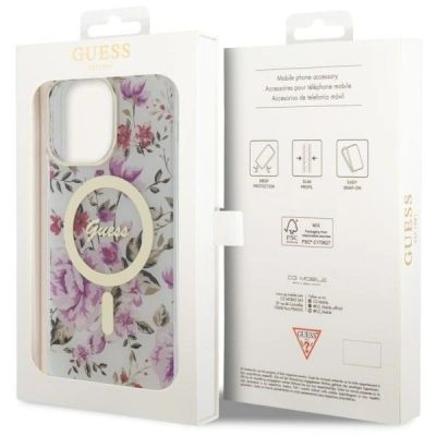 8. Guess GUHMP14XHCFWST iPhone 14 Pro Max 6,7" transparente Hardcase Flower MagSafe