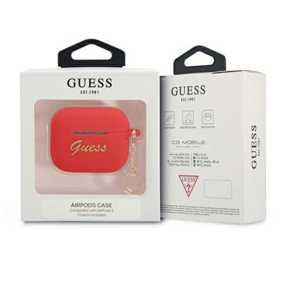 3. Guess, GUA3LSCHSR AirPods 3 Cover rot/rot Silikon-Charm-Herz-Kollektion