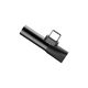 5. Baseus Audio Converter L41 Adapter von USB-C auf USB-C-Anschluss + 3,5-mm-Kopfhöreranschluss schwarz (CATL41-01)