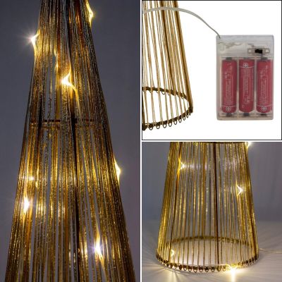 13. Dekorativer Weihnachtsbaum, goldfarben, LED, warmweiß, 40 cm