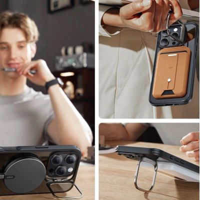 2. ESR Classic Hybrid Kickstand Halolock MagSafe Hülle mit Ständer + gehärtetem Glas für iPhone 16 Pro Max – transparent mit schwarzem Rahmen