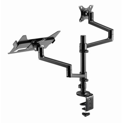 3. GEMBIRD Verstellbarer Schreibtischarm/Monitorhalterung + Notebookständer 17-32 Zoll, VESA 100x100 mm, bis zu 8 kg
