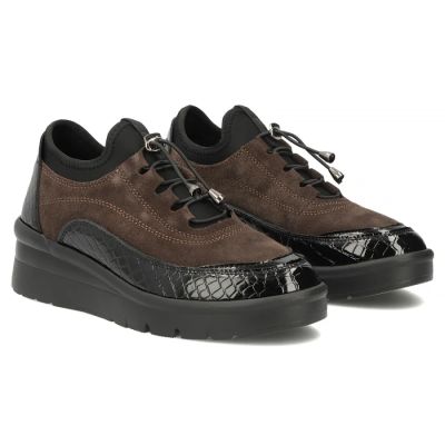 4. braune Keilschuhe aus Wildleder mit Krokodilprägung von Filippo (Modell DP8106)