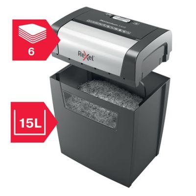 6. Rexel Momentum X406 Aktenvernichter, 6 Blatt, 15-l-Auffangbehälter