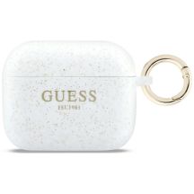 Guess Silikon-Glitzerringhülle für AirPods Pro 3 – Weiß