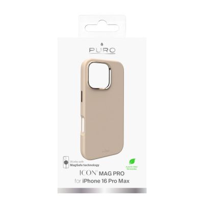 4. Puro Icon Mag Pro MagSafe Silikonhülle für iPhone 16 Pro Max – Beige