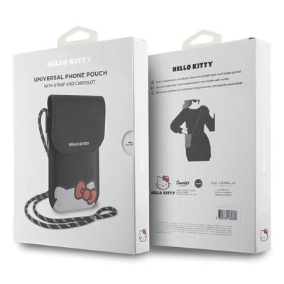 6. Hello Kitty Leder Hiding Kitty Cord Tasche – Schwarz
