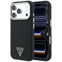 Guess Kevlar Triangle Logo MagSafe Hülle für iPhone 17 Pro / 18 Pro - Schwarz