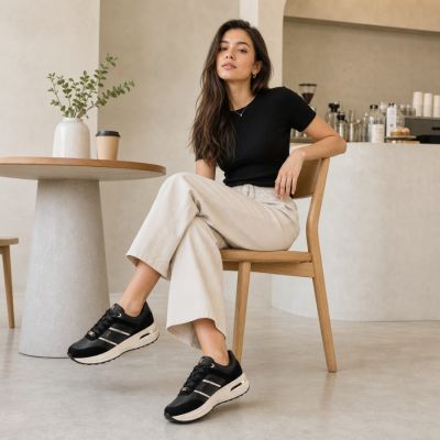 9. Damen-Lederschuhe, Sneaker, schwarz, Filippo DP7772