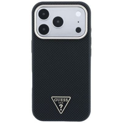 3. Guess Kevlar Triangle Logo MagSafe Hülle für iPhone 17 Pro / 18 Pro - Schwarz
