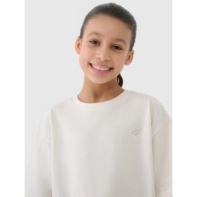 3. Mädchen-Oversize-T-Shirt, einfarbig, Größe 4F 4FJWSS25TTSHF1851-12S