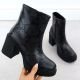 2. Schwarze Damen-Ankle-Boots aus Leder mit Schlangenmuster am Absatz, Modell Goe SS2N4152