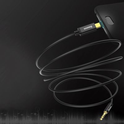 10. Baseus Stereo-Audiokabel AUX 3,5 mm Miniklinke - USB Typ C für Tablet-Telefon 120 cm schwarz (CAM01-01)